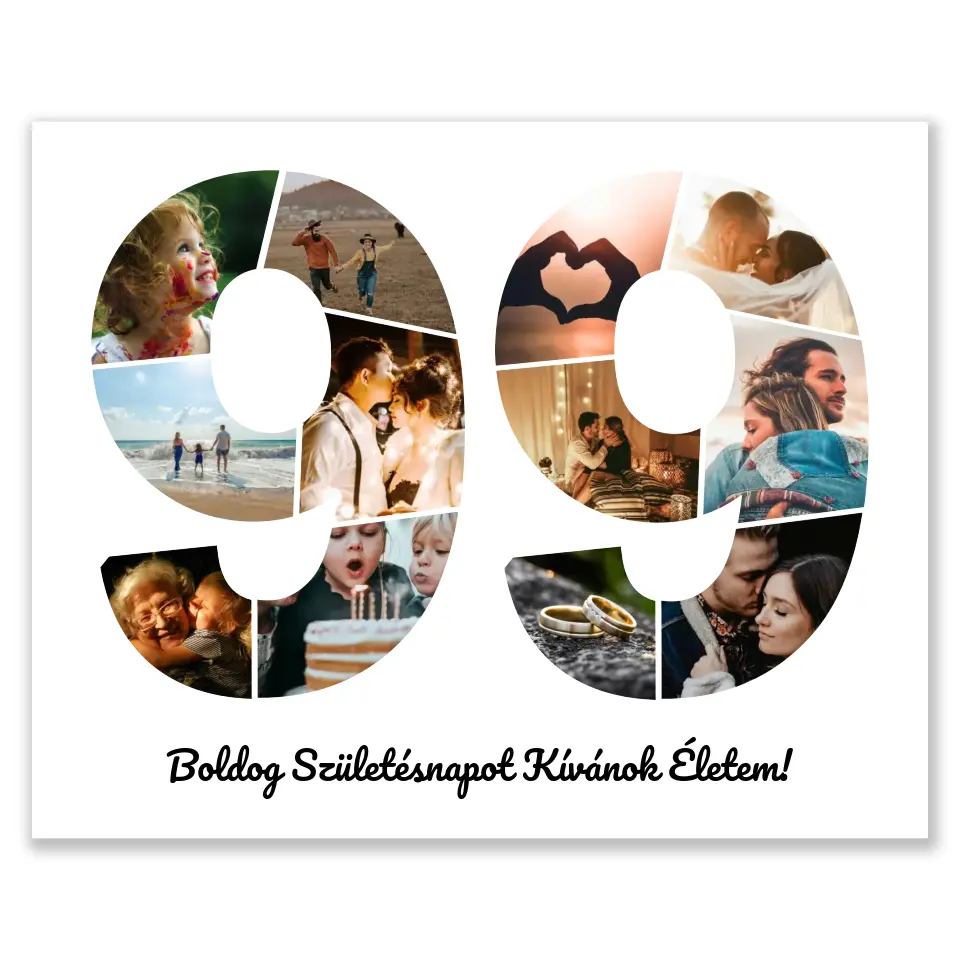 Kétjegyű (10-99) számos egyedi fotókollázs