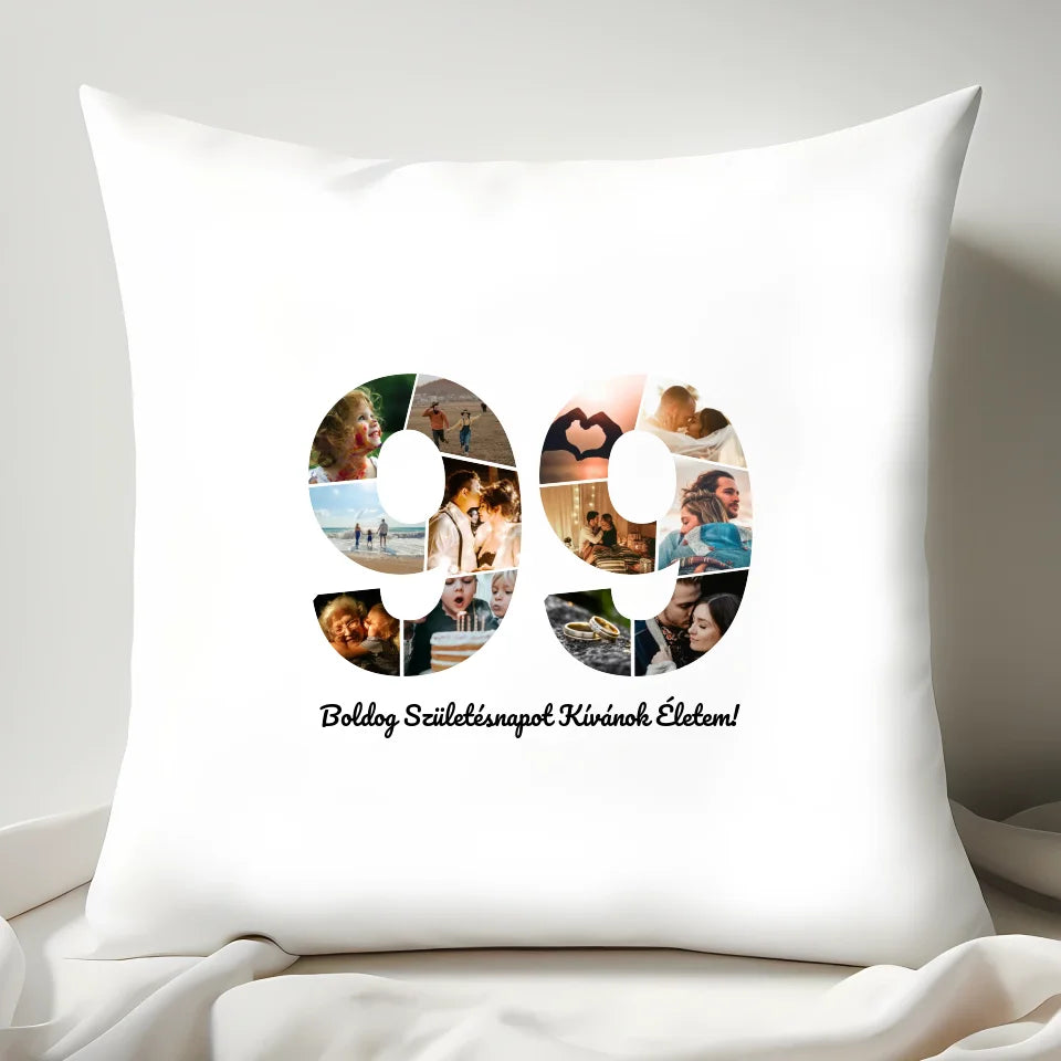 Egyedi fényképes számos ajándék, karácsonyi ajándék - Kétjegyű számos párna, szülinapi ajándék
