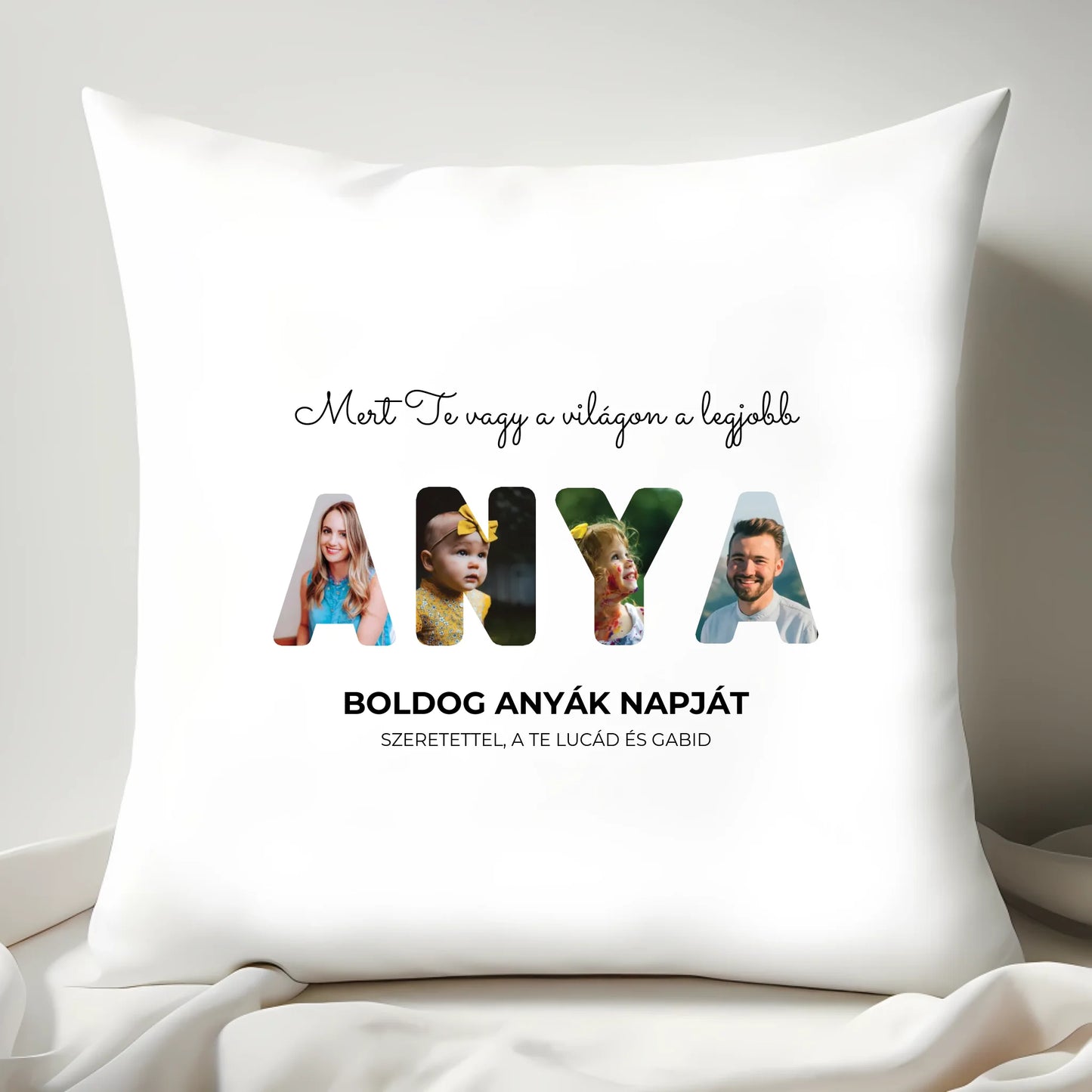 Egyedi fényképes karácsonyi ajándék, ajándék anyának - Anya feliratos párna