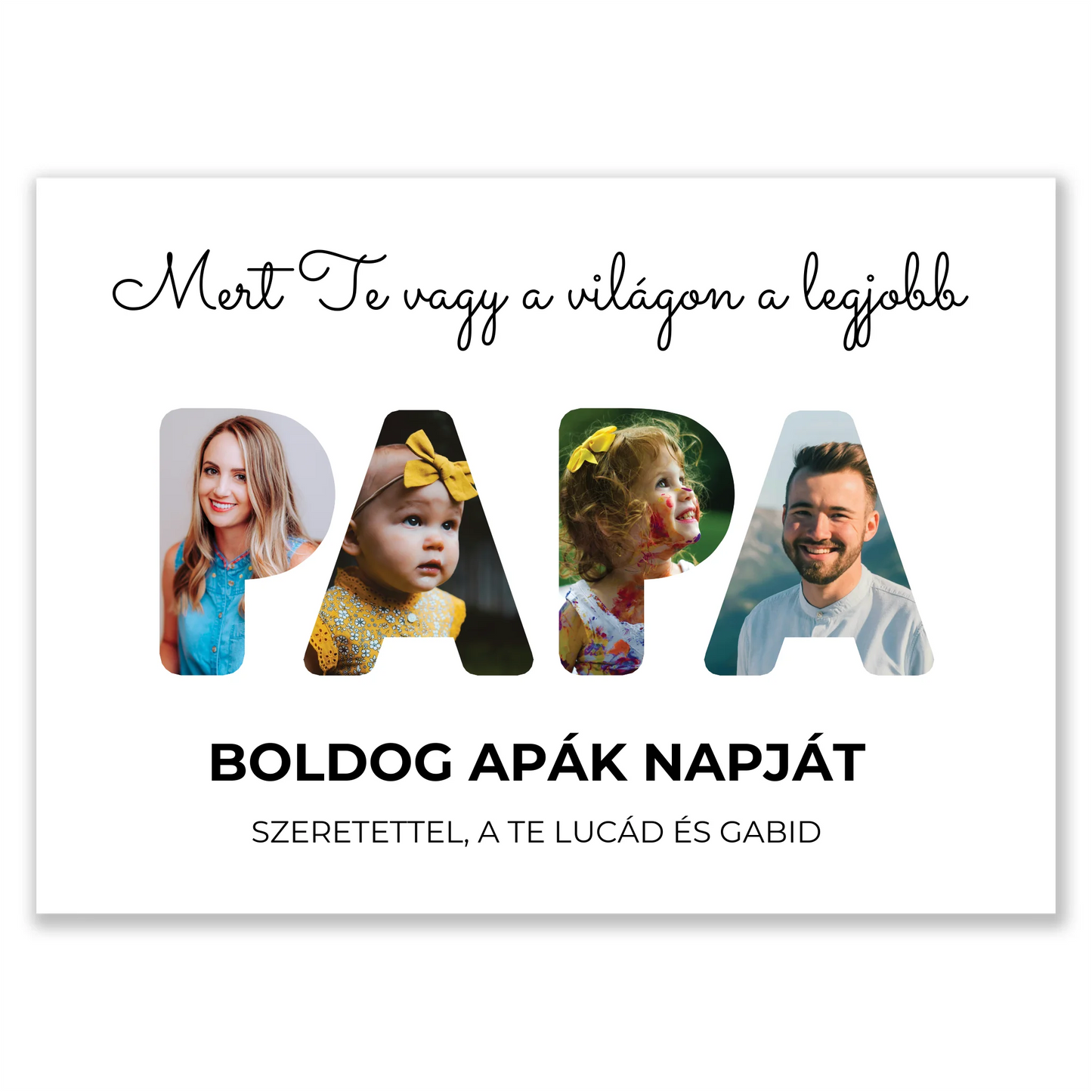 Papa feliratos egyedi fotókollázs
