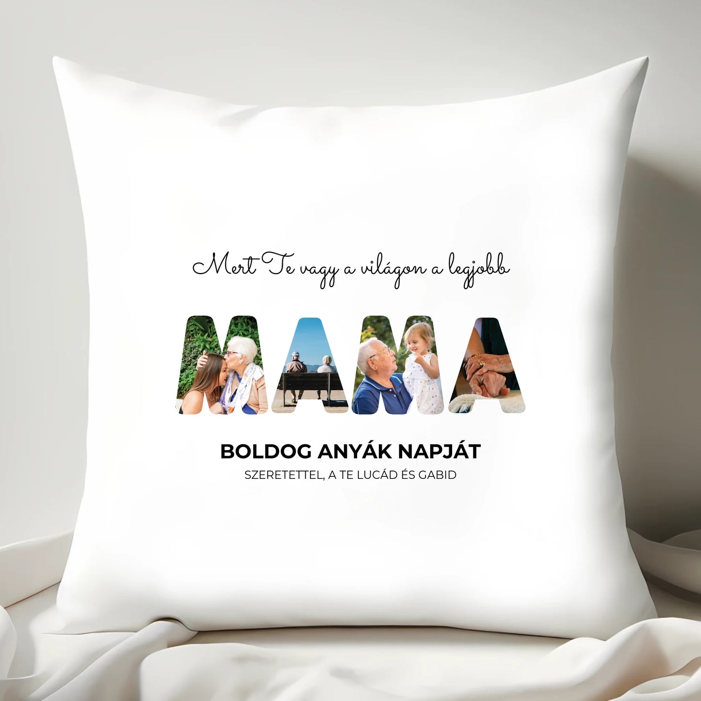 Egyedi fényképes karácsonyi ajándék, ajándék mamának - Mama feliratos párna