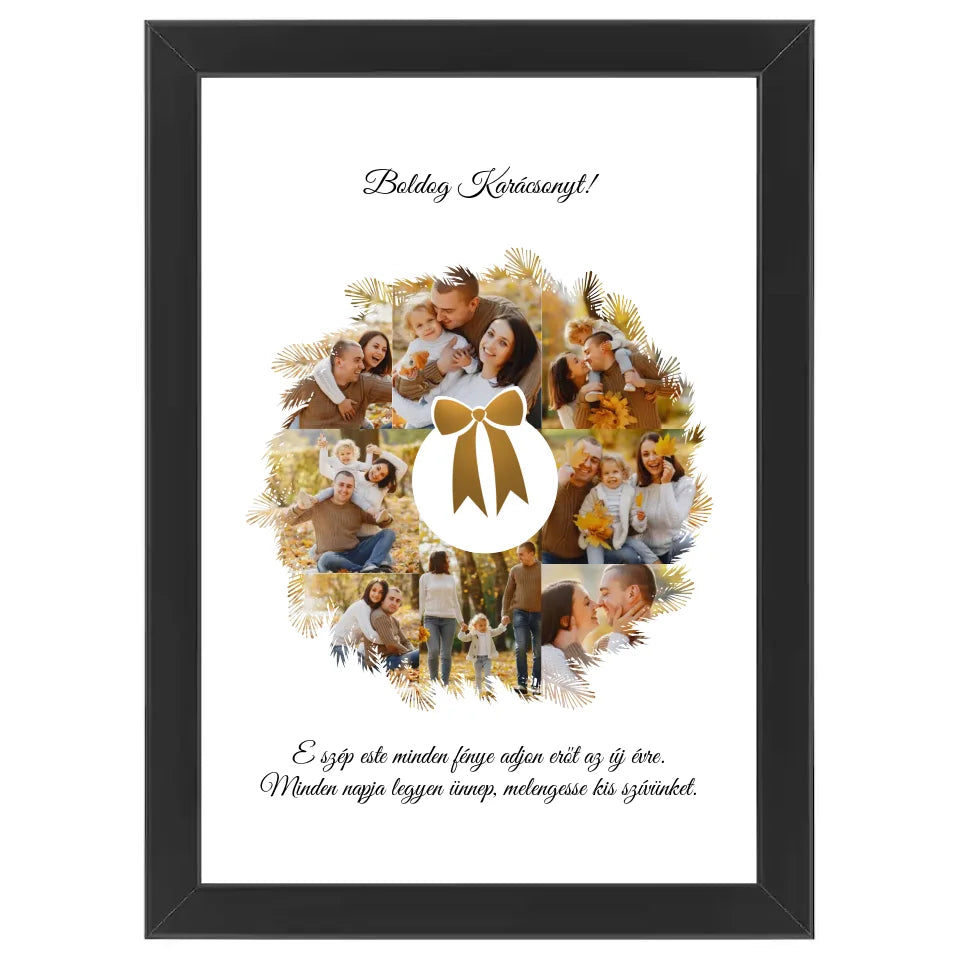 Karácsonyi koszorús egyedi fotókollázs