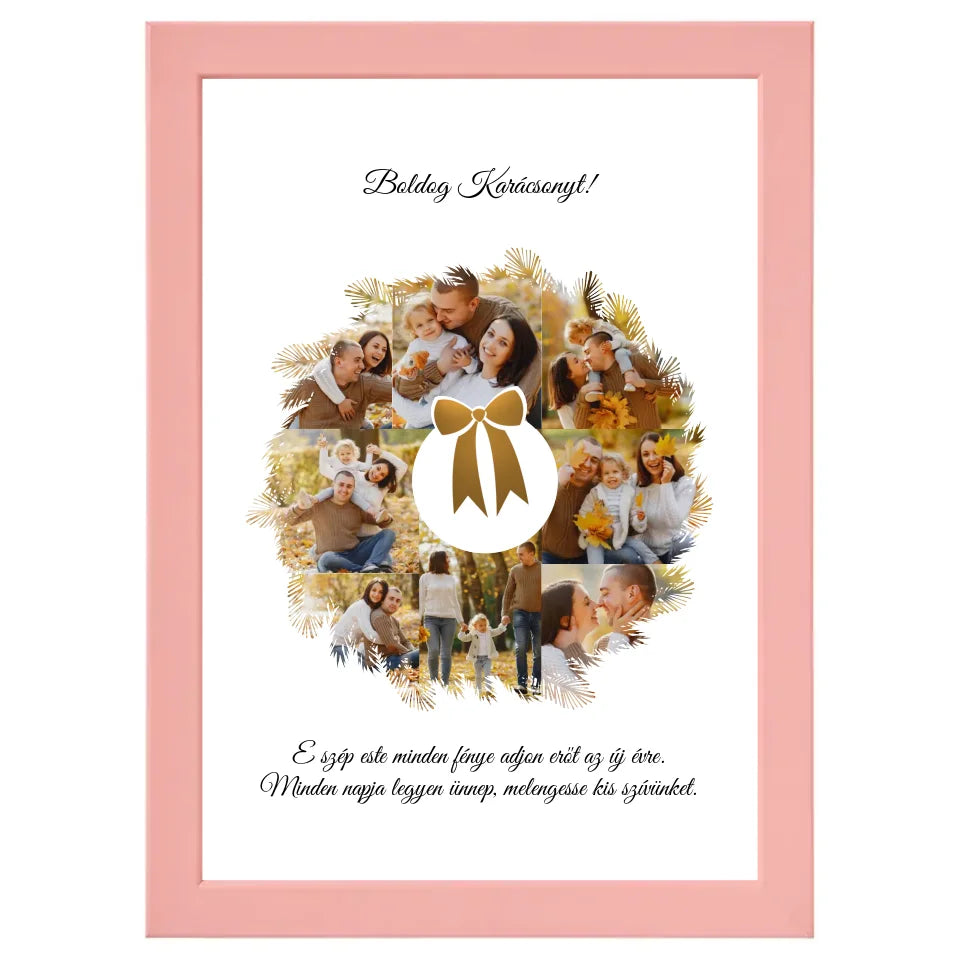 Karácsonyi koszorús egyedi fotókollázs