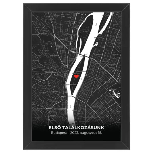 Egyedi térképes szülinapi ajándék, évforduós ajándék - Egyedi minimalista térkép