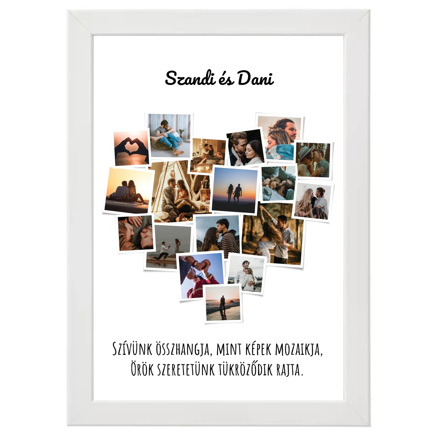 Egyedi fényképes karácsonyi ajándék, szülinapi ajándék - Egyedi polaroid szív fotókollázs