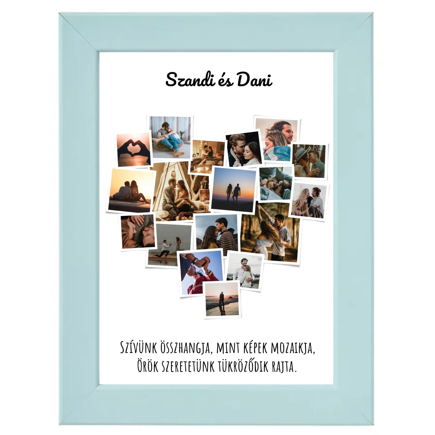 Szív alakú polaroidos egyedi fotókollázs