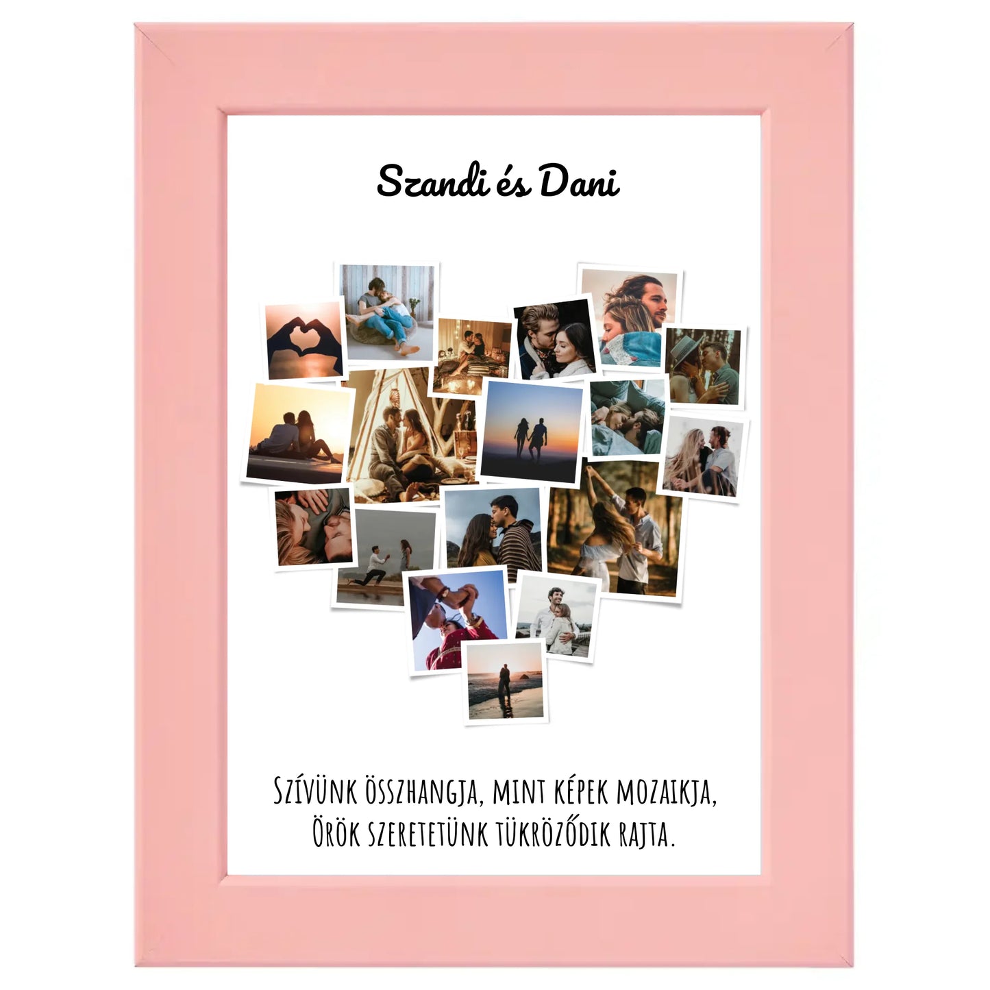 Szív alakú polaroidos egyedi fotókollázs