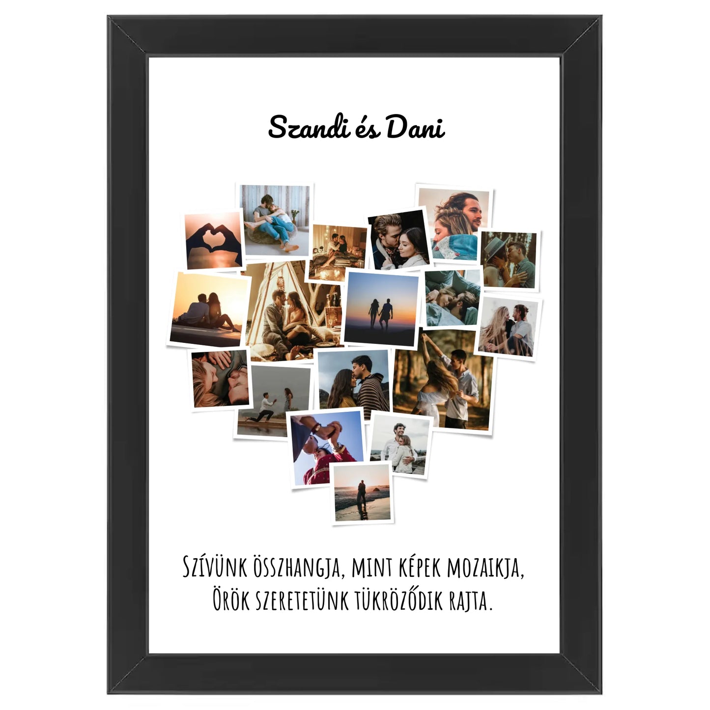 Szív alakú polaroidos egyedi fotókollázs
