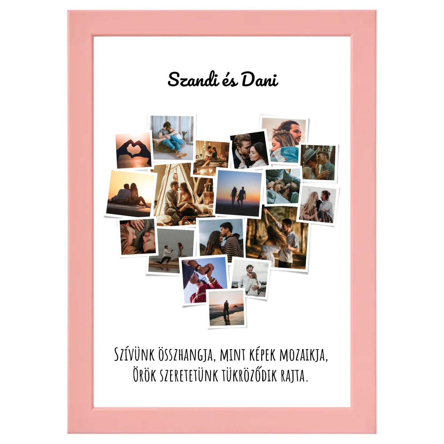 Szív alakú polaroidos egyedi fotókollázs