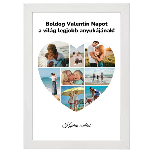 Egyedi fényképes karácsonyi ajándék, szülinapi ajándék - Egyedi szív fotókollázs