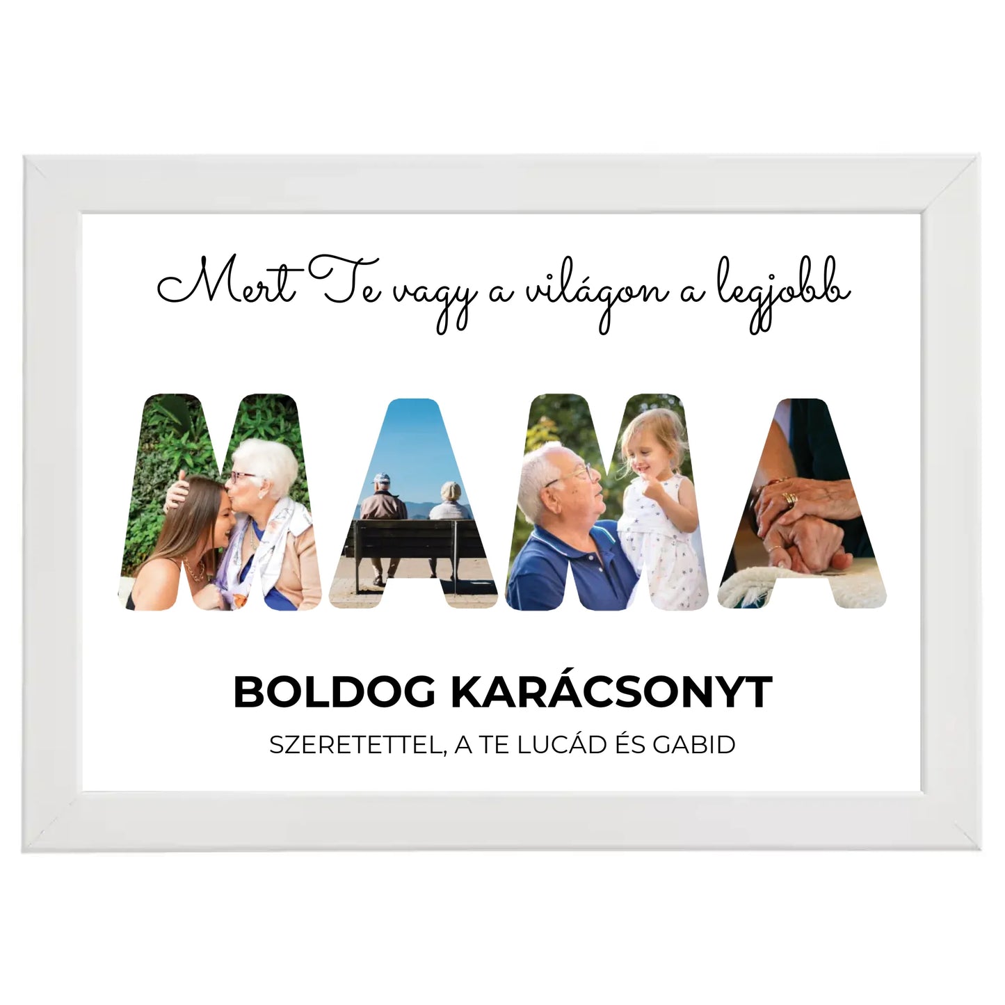 Egyedi fényképes karácsonyi ajándék, ajándék mamának - Mama feliratos fotókollázs