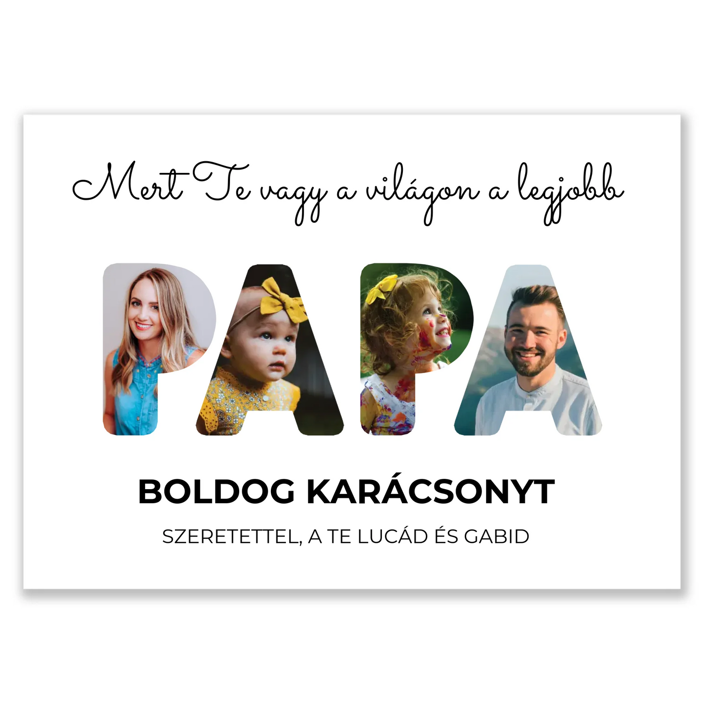 Papa feliratos egyedi fotókollázs