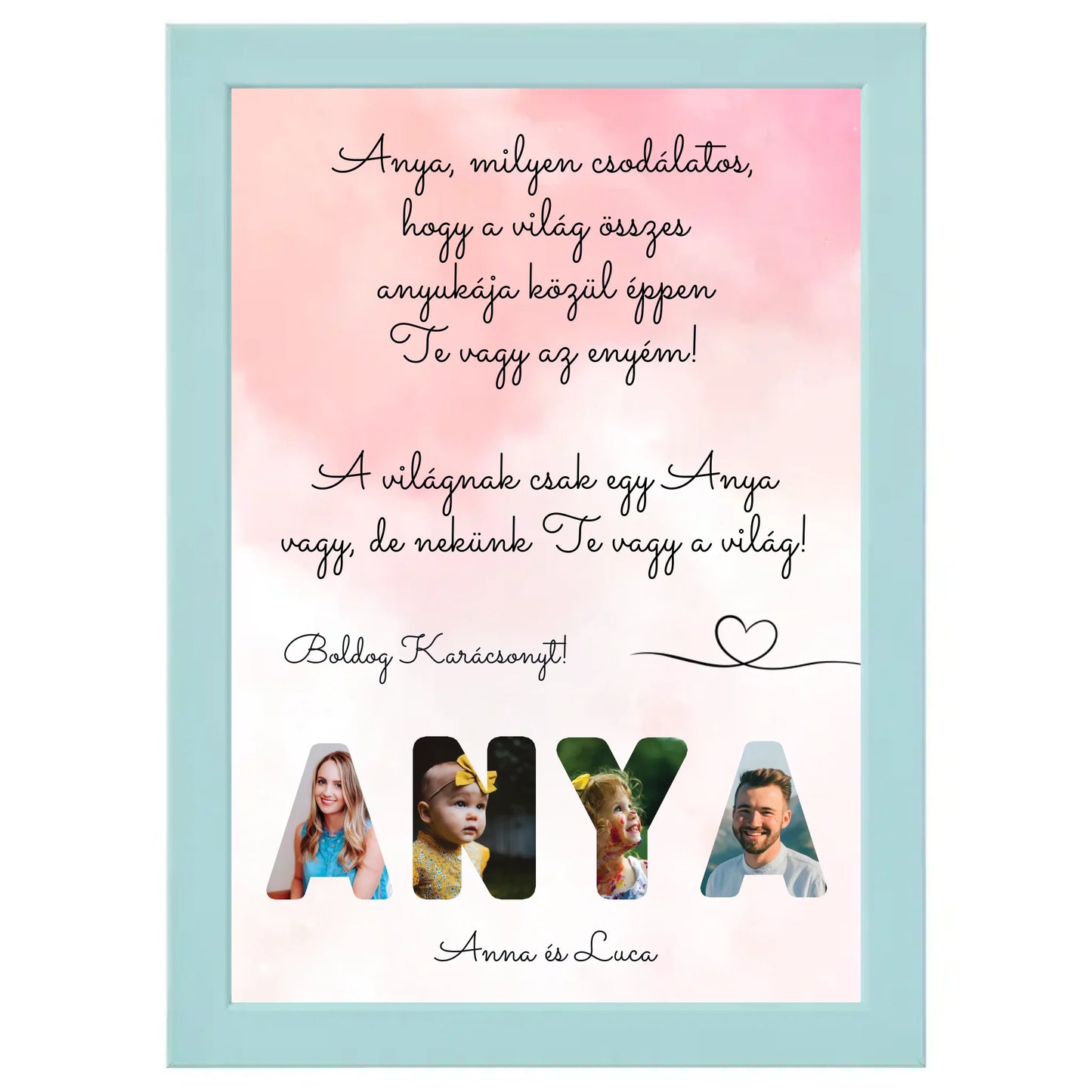 Anya feliratos (szöveges - álló) egyedi fotókollázs