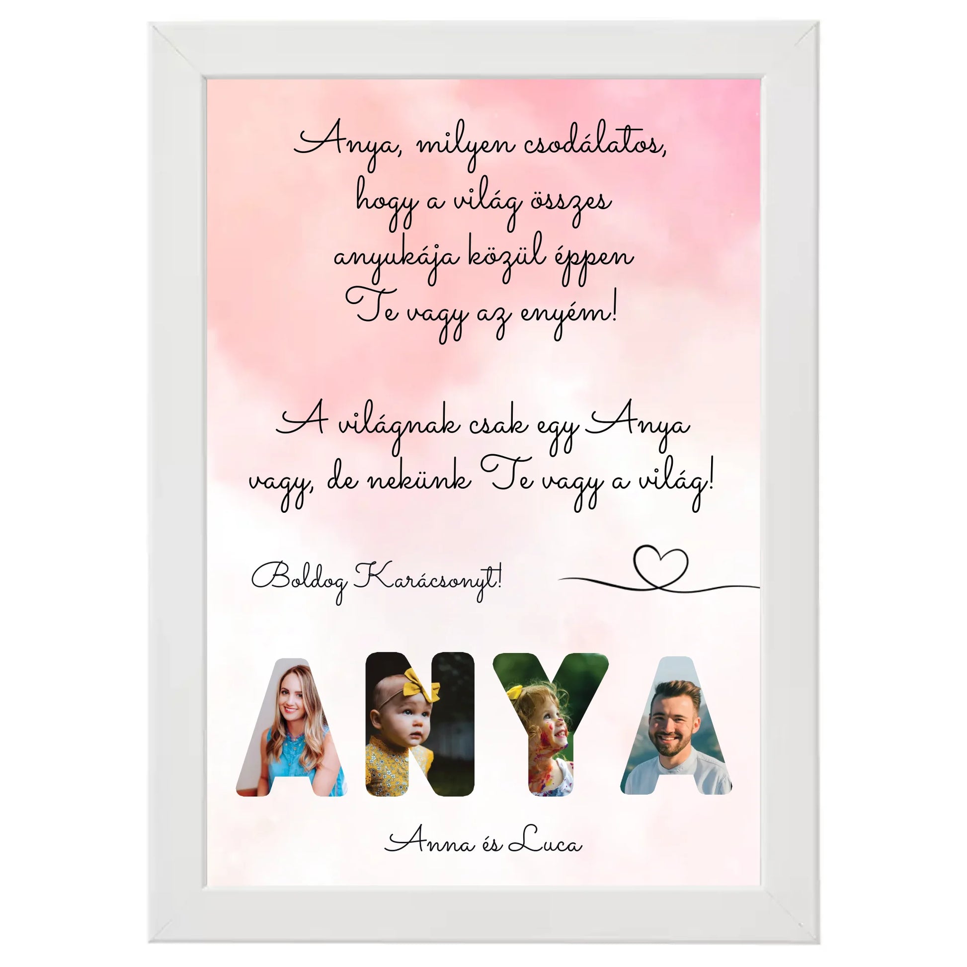 Egyedi fényképes karácsonyi ajándék, ajándék anyának - Anya feliratos fotókollázs