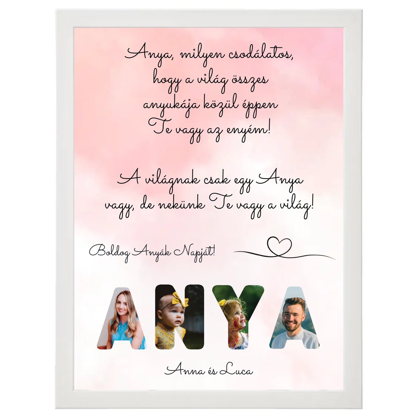 Anya feliratos (szöveges - álló) egyedi fotókollázs