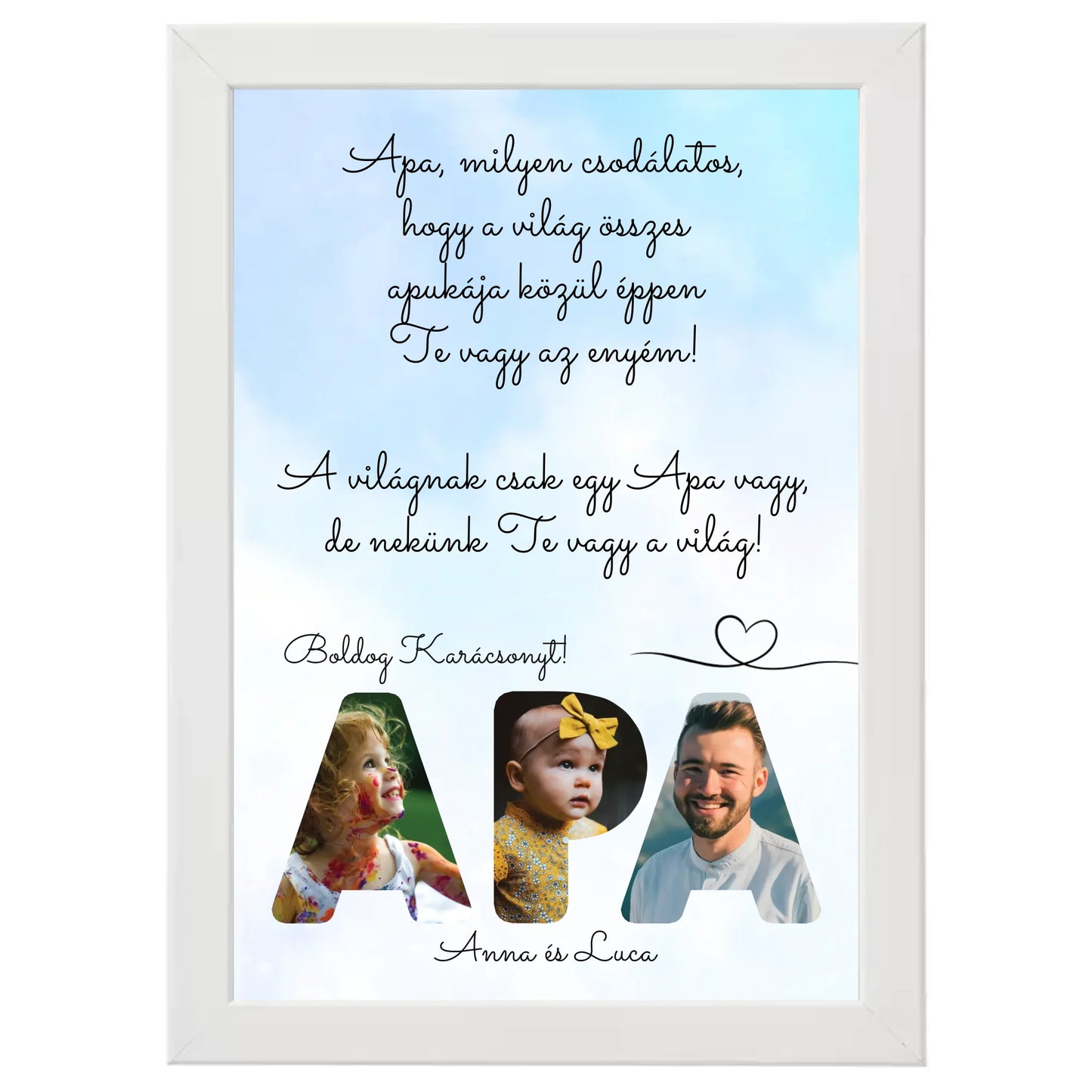 Egyedi fényképes karácsonyi ajándék, ajándék apának - Apa feliratos fotókollázs