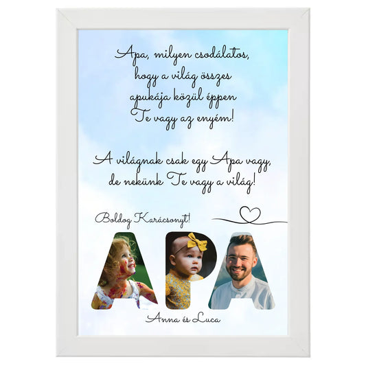 Egyedi fényképes karácsonyi ajándék, ajándék apának - Apa feliratos fotókollázs