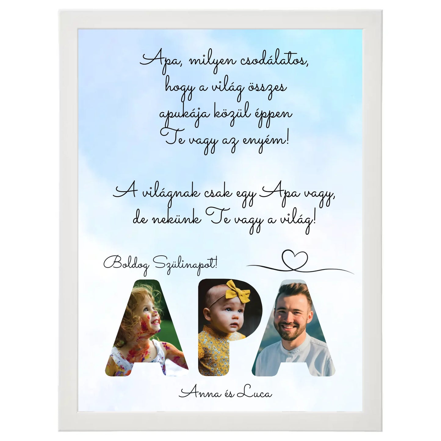 Apa feliratos (szöveges - álló) egyedi fotókollázs