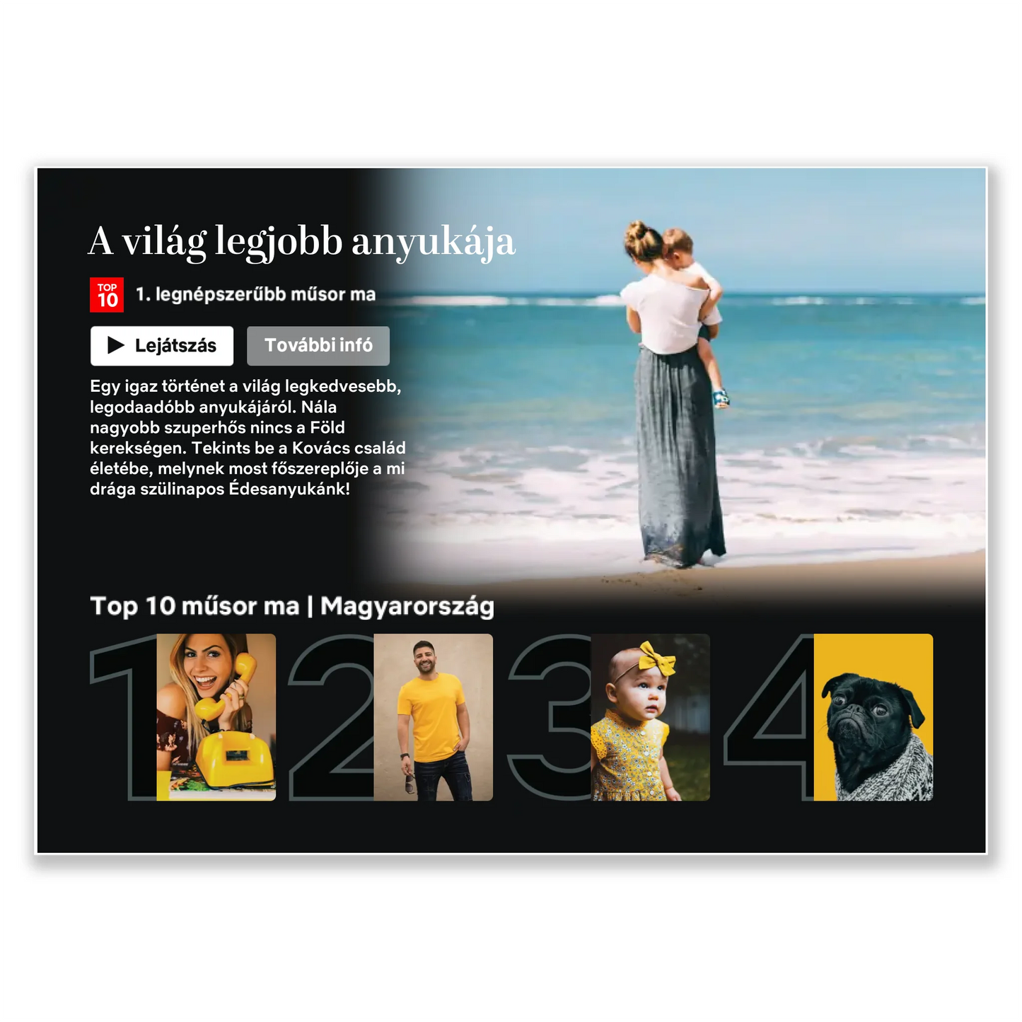 Netflix stílusú (fekvő) egyedi fotókollázs