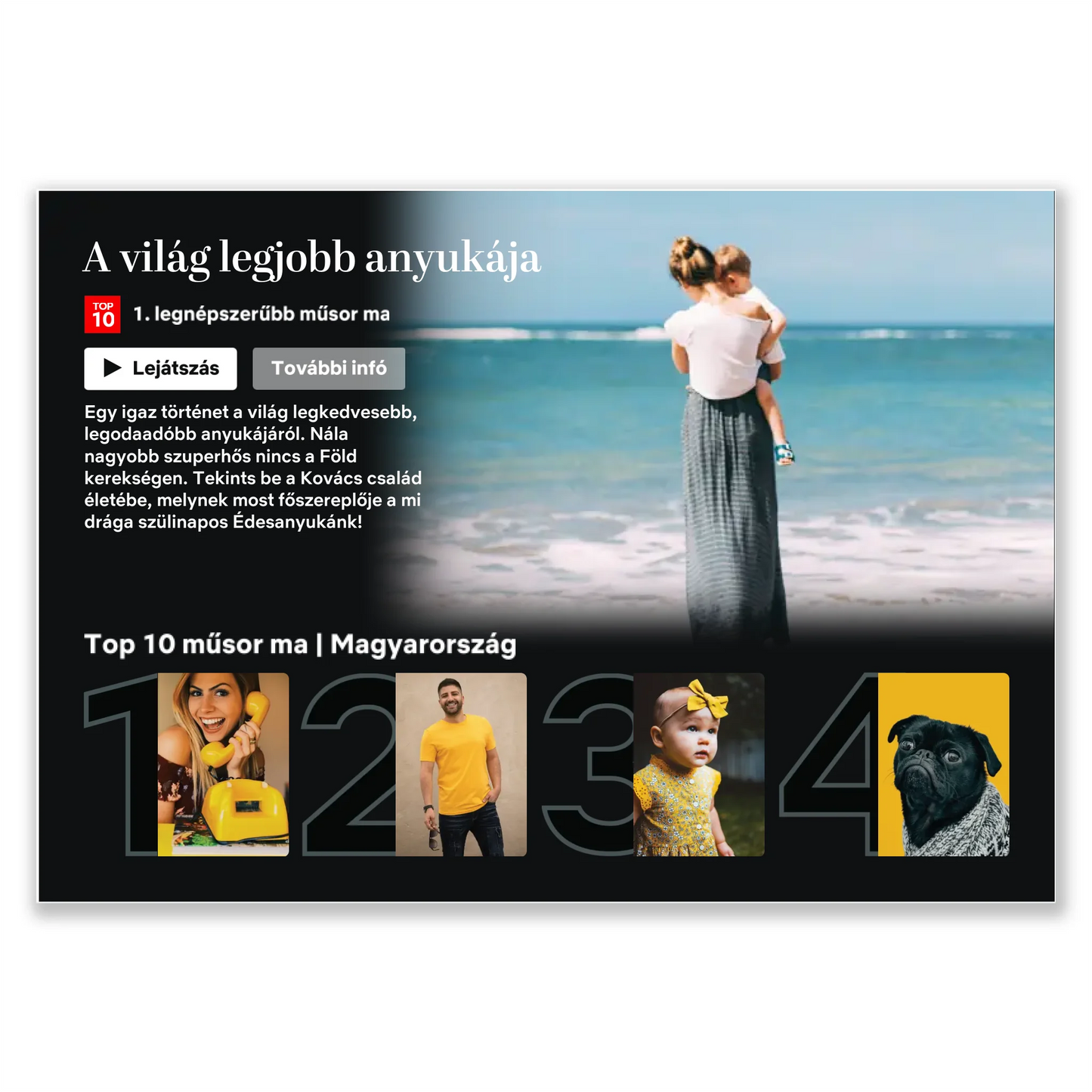 Netflix stílusú (fekvő) egyedi fotókollázs