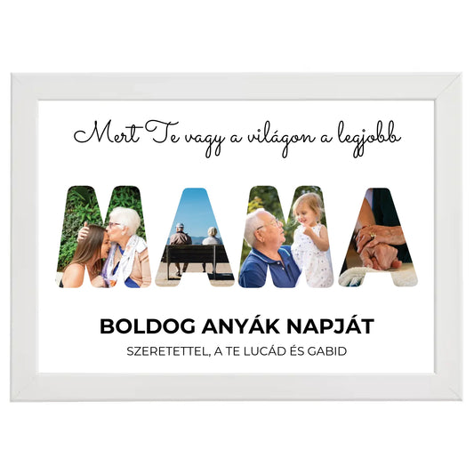 Egyedi fényképes karácsonyi ajándék, ajándék mamának - Mama feliratos fotókollázs