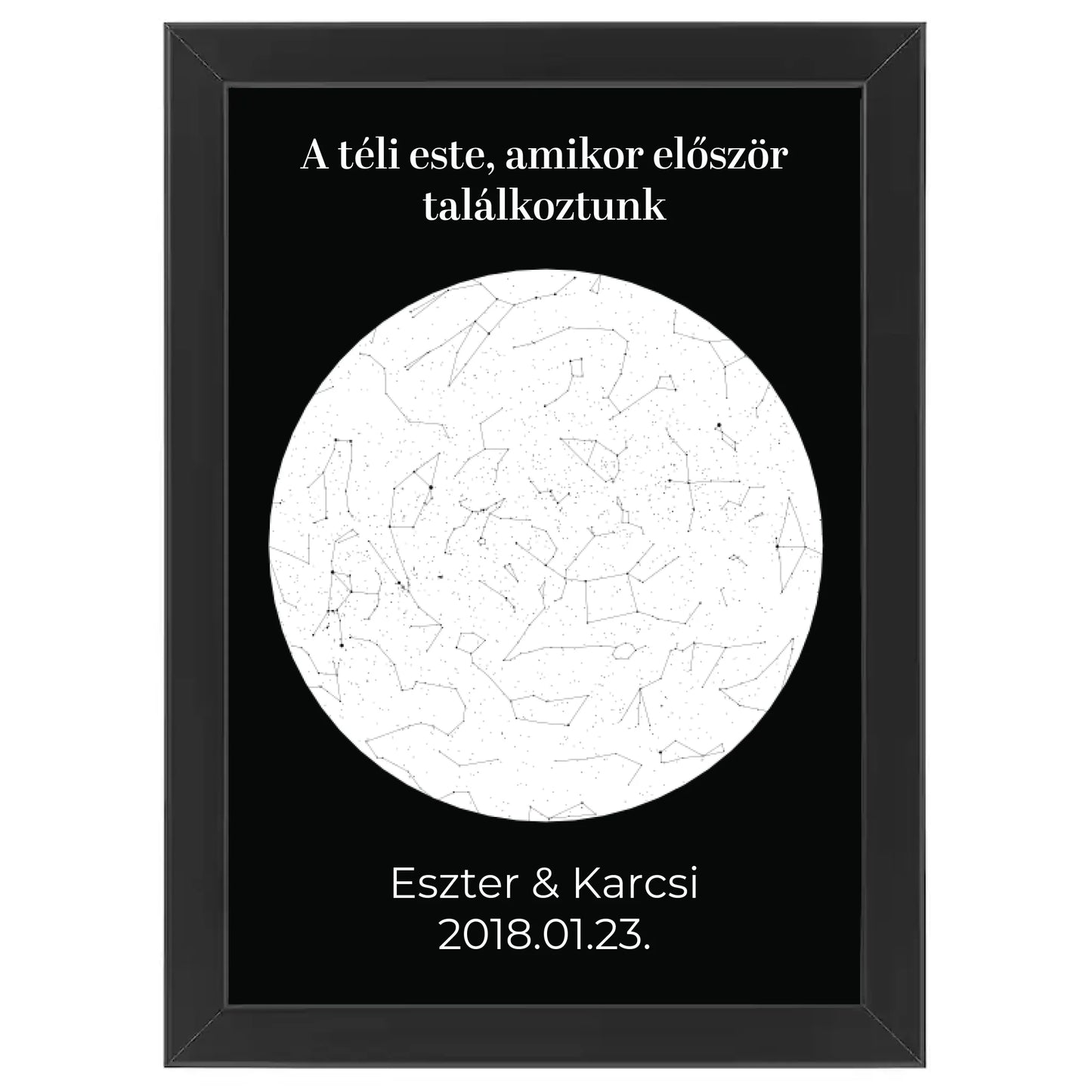 Egyedi csillagtérkép szülinapi ajándék, évforduós ajándék - Klasszikus kör csillagtérkép