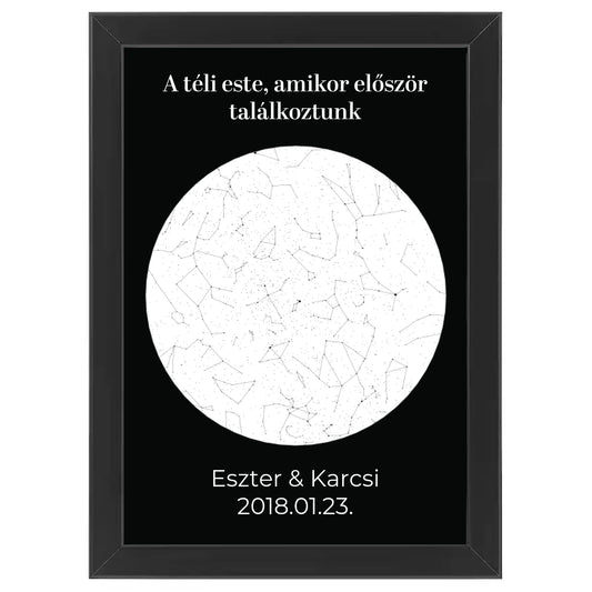 Egyedi csillagtérkép szülinapi ajándék, évforduós ajándék - Klasszikus kör csillagtérkép