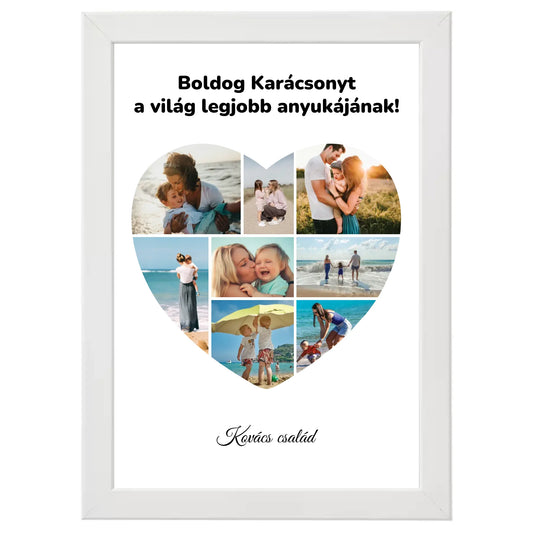 Egyedi fényképes karácsonyi ajándék, szülinapi ajándék - Egyedi szív fotókollázs